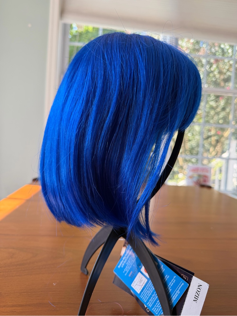 Bright Blue Women's Synthetic Wig with Bangs